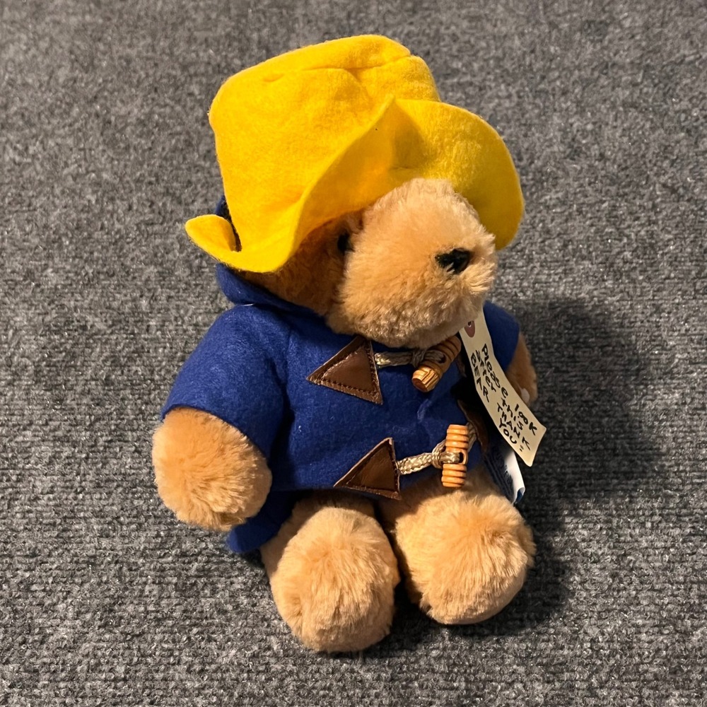 Vintage Paddington Bear Plush Kids Gifts Sears Blue Coat Yellow Hat 8 inch Tag